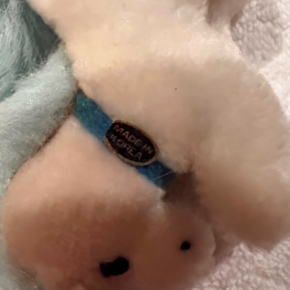 Vintage Plush Unicorn Pencil Topper Clip On Hugger Grabber White Blue - Picture 5 of 8